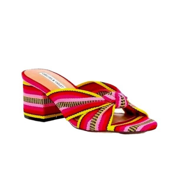 Chelsea & Violet Shoes - Chelsea & Violet Sandals Gia Knot Stripe Fabric  Mules 5.5 NWT